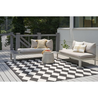 Positano Black and White Diamond 8' x 10' Outdoor Rug