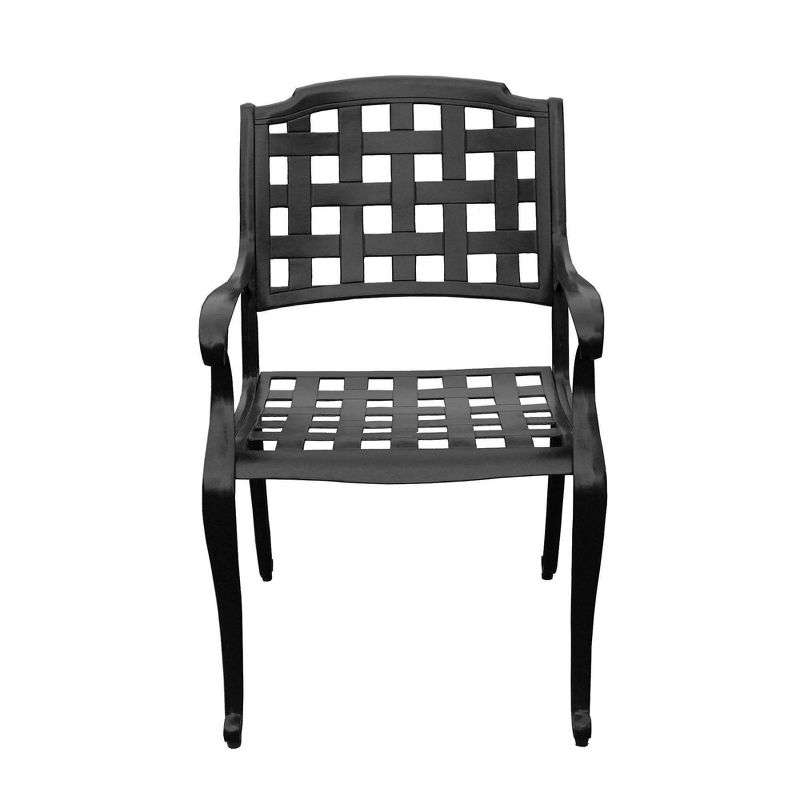 Modern Outdoor Mesh Cast Aluminum Dining Chair - Black - Oakland Living, 3 of 7