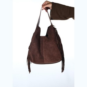 VALS - Cognac Suede Leather Shoulder Bag (Women) cognac suede standart - 1 of 4