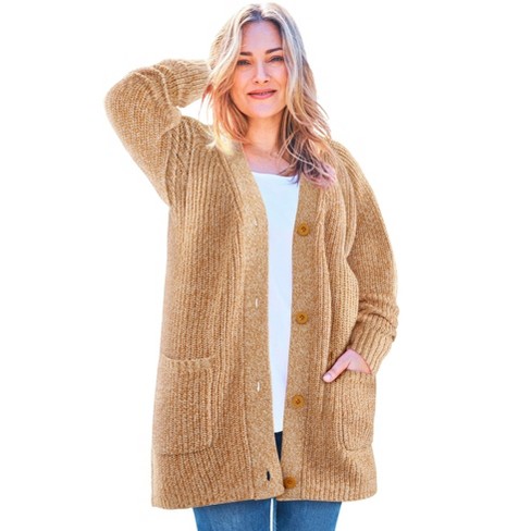 Woman Within Women's Plus Size Button-Front Shaker Cardigan - image 1 of 4