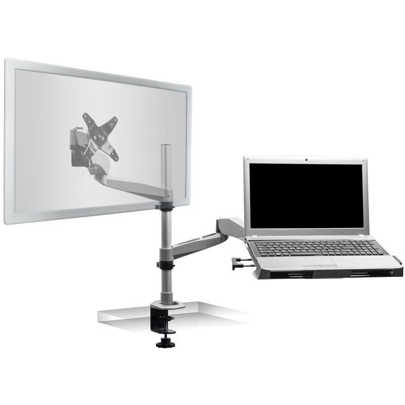 Mount-It! Full Motion Single Monitor Mount with Vented Laptop Tray, Compatible with Screens Up to 27" and Laptops and Tablets From 7" - 17", 1 of 7