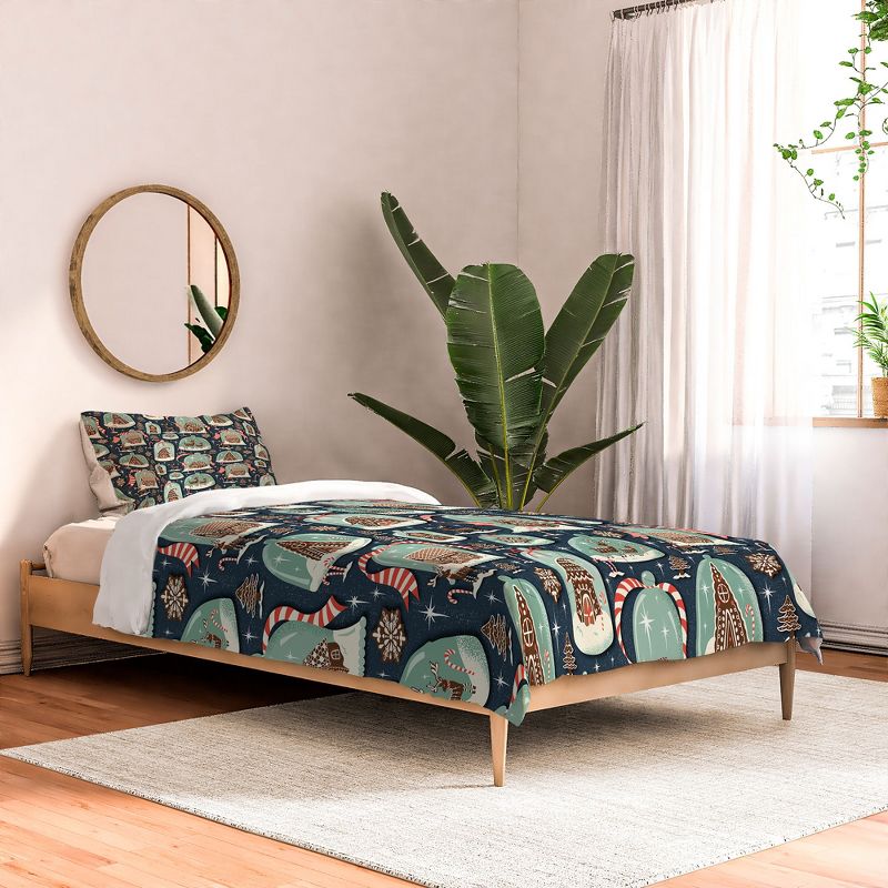 Heather Dutton Gingerbread Village Blue Comforter + Pillow Sham(s) - Deny Designs, 2 of 4