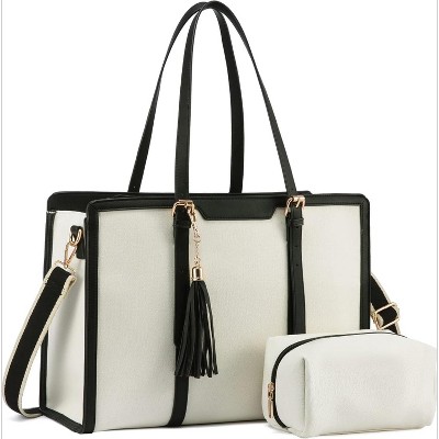 Women 15.6 inch Lightweight PU Laptop Tote Bag, Large Capacity Computer for Business, Work, Office, Travel