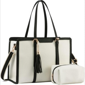 Women 15.6 inch Lightweight PU Laptop Tote Bag, Large Capacity Computer for Business, Work, Office, Travel - 1 of 4