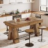 Tribesigns 63" Dining Table for 4-6, Counter Height Table with Metal Footrest, High Bar Counter Table with Sturdy Base for Dining Room, Rustic Brown - 3 of 4