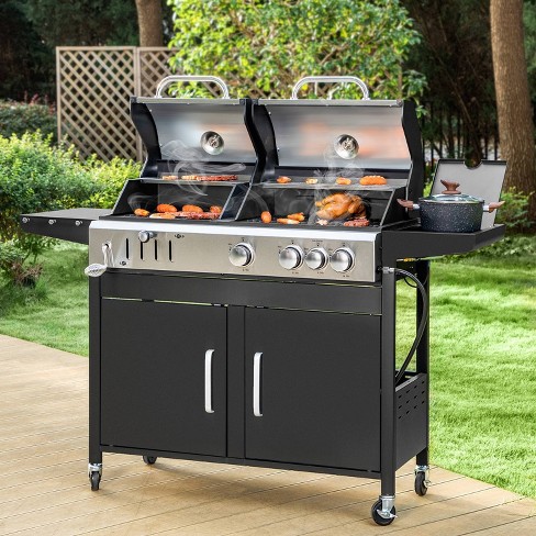 Captiva Designs 4 Burner Charcoal & Gas Grill Combo: Side Burner, 37000 ...