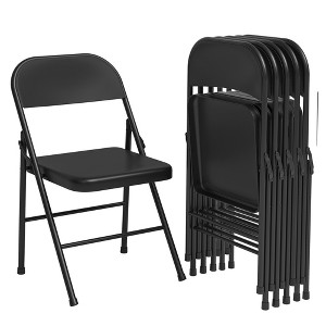 All-Steel Folding Chairs with Backrest, Heavy Duty Metal Foldable Dining Chair Set, Hold Up to 350 LBS, Portable Chair for Indoor & Outdoor Events - 1 of 4