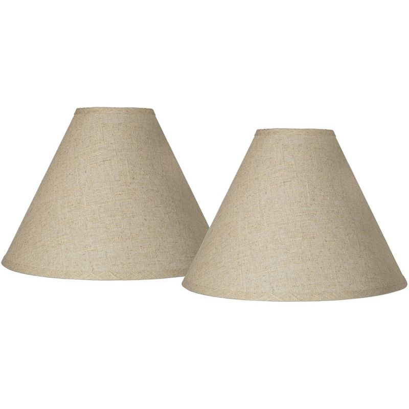 Springcrest Set of 2 Empire Lamp Shades Fine Burlap Medium 5" Top x 15" Bottom x 10.5" High Spider Replacement Harp Finial Fitting, 1 of 7