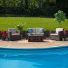 Flash Furniture 4 Piece Outdoor Faux Rattan Chair, Loveseat and Table Set in Chocolate Brown - 4 of 4