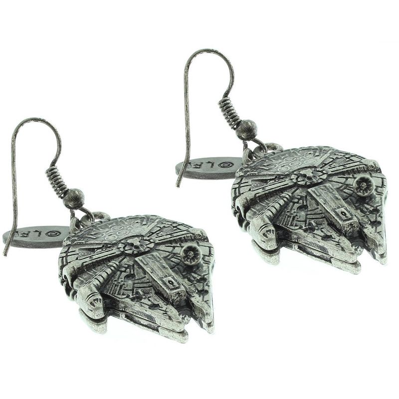 Star Wars Millennium Falcon 3D Dangle Earrings Silver, 3 of 6