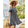 Tiered Dress Women Flowy Midi Summer Casual Short Sleeve Crewneck Swing Dress with Pockets - 2 of 4
