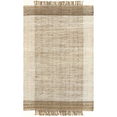 Nuloom Fletcher Solid 9x12 Jute Indoor Area Rug for Dining Room Rug Neutral Rug Living Room Rug, Natural/Ivory