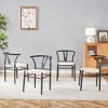 Sapphtopaz Y-Shaped Dining Chairs Set of 4 with Woven Seat Living Room Dining Chair with Iron Legs Wishbone-Back Kitchen Chair for Dining Room - 3 of 4