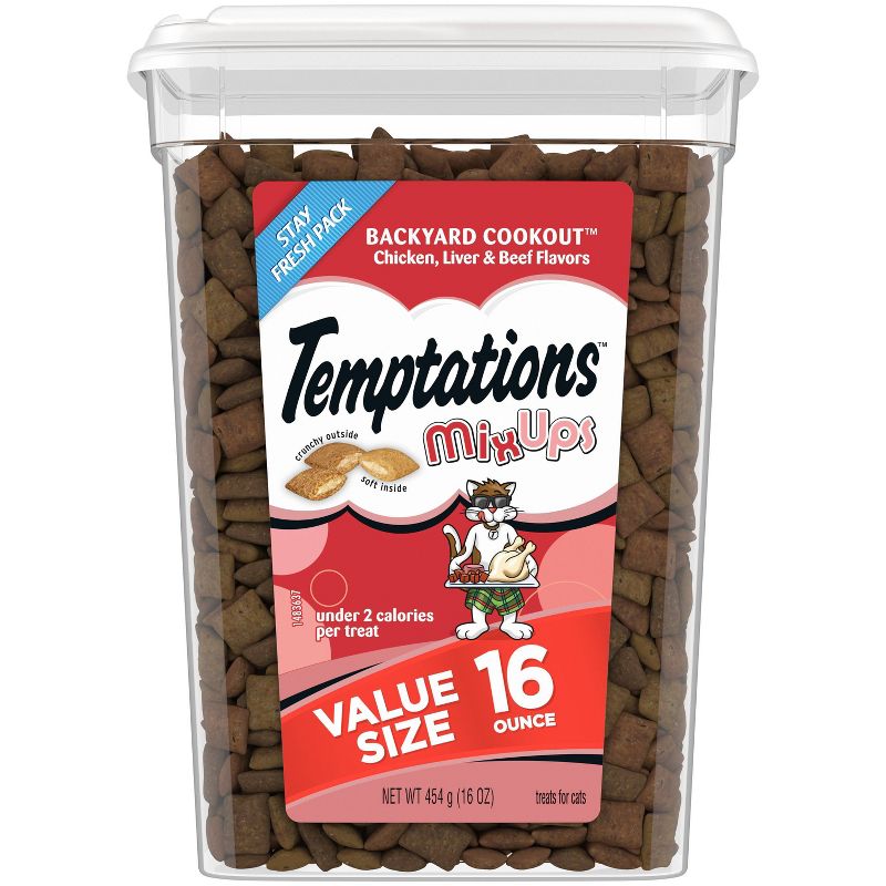 Temptations Mix Ups Backyard with Chicken,Liver and Beef Flavor Cookout Crunchy Cat Treats, 1 of 14