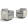 Outdoor Patio Swivel Chair with 5 Inch Cushion Chair for Garden Set of 2 - 3 of 4