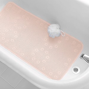 Home Mart Goods Pale Pink Non-Slip Foam Bathtub Shower Mat With Suction Cups - 36" x 17" - 1 of 3