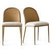 Rattan Dining Room Chair, Set of 2/4/6 Linen Dining Chair with Double Layer Rattan Back, Cane Dining Chair with Metal Legs - Panipeachy - 3 of 4