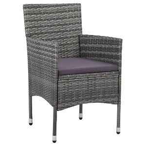 vidaXL Rattan Chair Set of 2 Grey Poly Rattan, Steel Frame Medium - 1 of 4