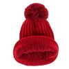 CTM Women's Ribbed Knit Stripe Winter Beanie Hat with Pom - 2 of 2