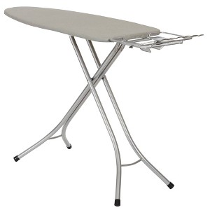 Household Essentials Wide Top Ironing Board 4-Legs Silver Frame and Silicone-Coated Cotton Cover: Collapsible Metal, 49"x18" - 1 of 4