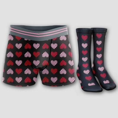 Men's Valentines Day Hearts Boxer Briefs & Socks Set