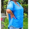 Women's V- Neckline Linen Shirt - Look Mode USA - 2 of 3
