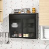 CLIHOME 2-Door Wall-Mounted Metal Storage Cabinet with Tempered Glass Doors & Shelves - 3 of 4