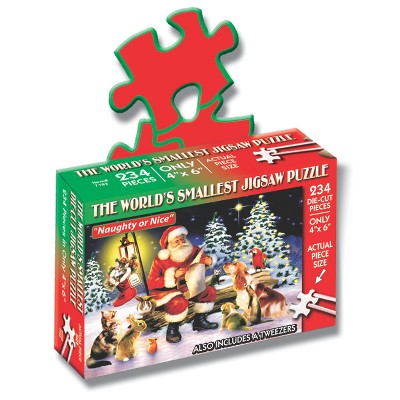 TDC Games World's Smallest Jigsaw Puzzle - Naughty of Nice - Measures 4 x 6 inches when assembled - Includes Tweezers