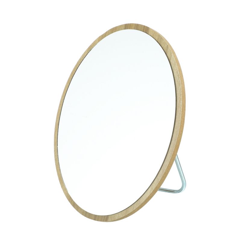 Unique Bargains Natural Wooden Foldable Makeup Mirror Beige 1 Pc, 1 of 7