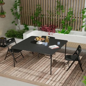 Resenkos 5 Piece Folding Tables and Chairs with Easy Cleaning and Storage for Home Use, Indoor Spaces, and Office, Black - 1 of 4