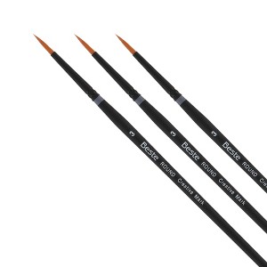 Creative Mark Beste Golden Taklon Round #3 Pack of 3 Artist Brushes, Professional Watercolor Brushes, For Acrylic Painting, Short Handle, Sharp Edges, - 1 of 4