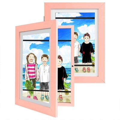 2pcs Children Wooden Picture Frames Kids Art Frames With Storage Kids Artwork Frames Changeable For Kid Art Work