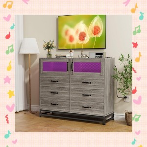 Garvee Modern Dresser for Bedroom with 6 Drawers & 2-Door Storage Cabinet ¨C Multi-Functional TV Stand with LED Lights & Charging Station, Pink - 1 of 4