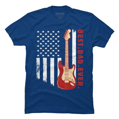 Men's Design By Humans Best Dad Ever Guitar and Flag By MINHMINH T-Shirt