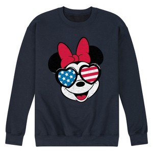 Men's - Disney - Minnie Flag Glasses Graphic Fleece Sweatshirt - 1 of 4
