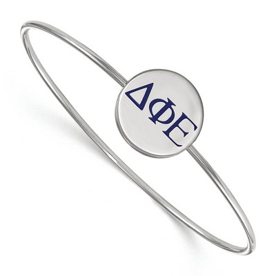 Black Bow Jewelry Sterling Silver Delta Phi Epsilon Greek Life Bangle Bracelet 6 Inch