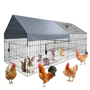COZONY 86"x40"x40" Metal Chicken Coop with Waterproof Cover, Walk-in Poultry Cage for Outdoor Use - 1 of 4