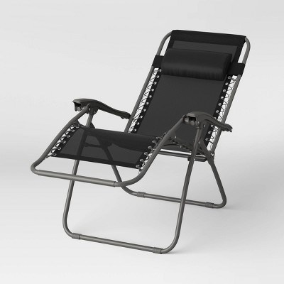 Zero Gravity Outdoor Portable Folding Lounge Chair Black - Room Essentials™