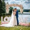 Artloge 7.87ft Modern Metal Pergola Arch White Wedding Arch Stand Garden Arbor with Heavy Duty Base for Ceremony Proposal Party - 2 of 4