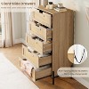 Natural Rattan 5 Drawer Dresser, Wooden Chest of Drawer, Farmhouse Storage Cabinet with Metal Legs, Modern Dresser for Bedroom, Living Room - 4 of 4