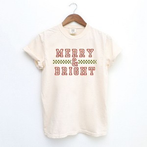 Simply Sage Market Women's Merry and Bright Checkered Short Sleeve Garment Dyed Tee - 1 of 4