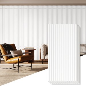 PVC Slat Wall Panel, 3D Fluted Textured Panel Black, Suitable for Kitchen, Living Room, and Home 3D Wall Panels - 1 of 4