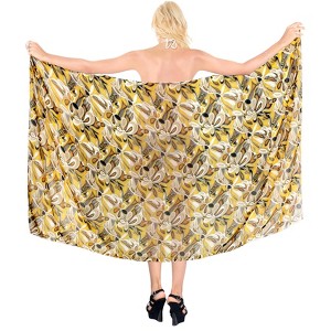 LA LEELA Women's Bikini Skirt Sarong Swimwear Swim Cover Up Summer Wraps Swimsuit Beach Wrap Coverups for Women Beachwear One Size Gold,Floral - 1 of 4
