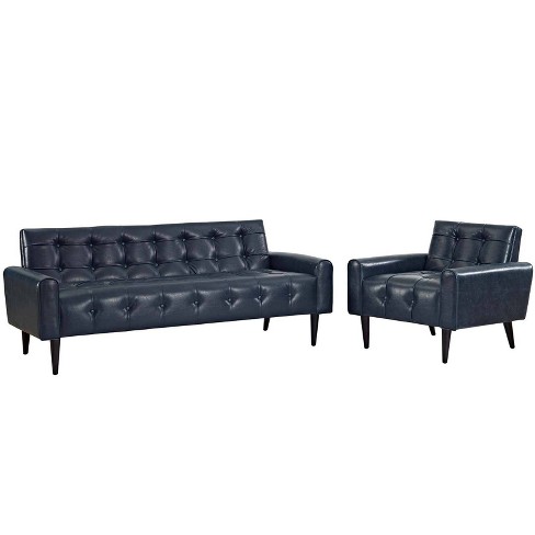 2pc Delve Upholstered Vinyl Sofa And Armchair Set Modway Target