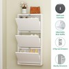 Munora - 3 Flip-Drawer Wall-Mounted Shoe Cabinet - Slim Narrow Shoe Storage for Entryway/Hallway - White - 4 of 4