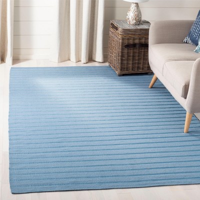 Blue Geometric Handwoven Wool Area Rug, 8' x 10'