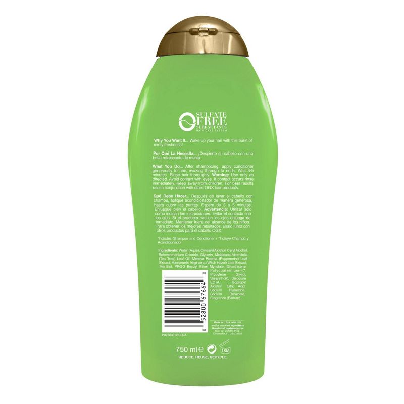 OGX Extra Strength Tea Tree Mint Conditioner with Tea Tree &#38; Peppermint Oil - 25.4 fl oz, 3 of 6