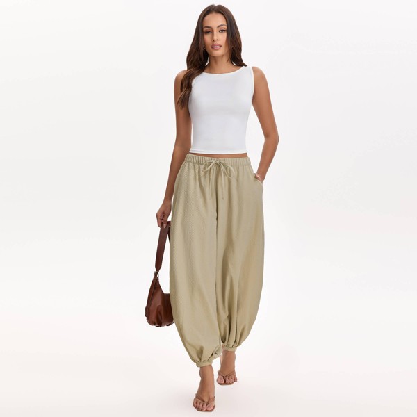 Pantalones globo de tiro medio con cordón para mujer - A New Day™ 3
