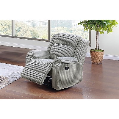 Vynxaria Contemporary Ash Fur-Like Corduroy Motion Recliner Chair w/Metal Mechanism, Pillow-Top Arms, 37"W, Simple Assembly