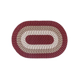 Alpine Collection Burgundy Stripe 100% Polypropylene Durable & Stain Resistant Double Sided Reversible Indoor Area Utility Oval Rug - 1 of 4